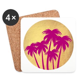 Circle Gold Palm Pink Holiday Deluxe South Seas Luxury - Dessous de verre (lot de 4) - blanc - Devant