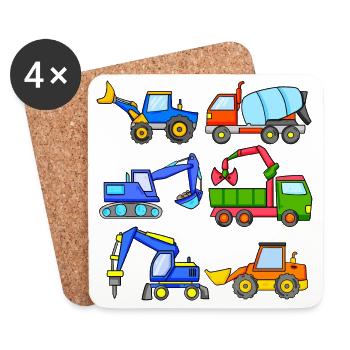 Construction Site Vehicles Vehicle - Coasters (set of 4) - white - Front
