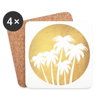 Cercle Or Palmiers Vacances De Luxe Rond Chill Mers du Sud - Dessous de verre (lot de 4) - blanc - Devant