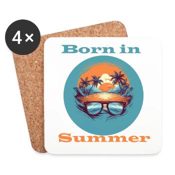 Born in Summer - Coasters (set of 4) - white - Front