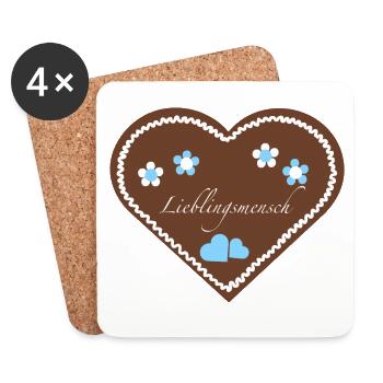 "Jahrmarkt-Liebe" Lieblingsmensch hellblau - Untersetzer (4er-Set) - Weiß - Vorne