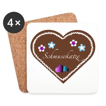 "Jahrmarkt-Liebe" Schmusekatze lila blau - Untersetzer (4er-Set) - Weiß - Vorne
