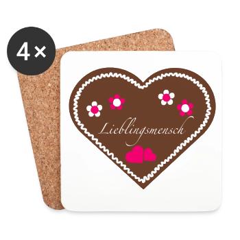 "Jahrmarkt-Liebe" Lieblingsmensch pink - Untersetzer (4er-Set) - Weiß - Vorne