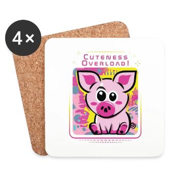 Free-spirited mud pig - Coasters (set of 4) - white - Front