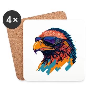 Majestic Soar: Retro Eagle T-Shirt - Coasters (set of 4) - white - Front