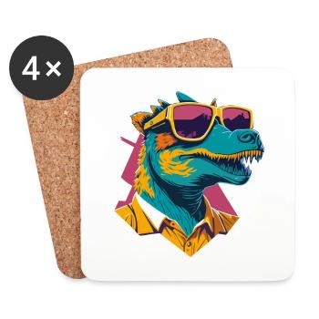 Dino Cool: Retro Ornithopods T-Shirt - Coasters (set of 4) - white - Front