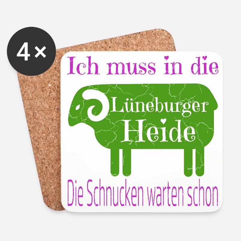 Lüneburger Heide Motiv - Untersetzer (4er-Set) - Weiß