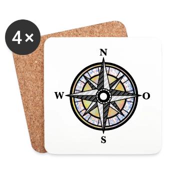 Kompass | Dein Wegweiser | Geschenkidee - Untersetzer (4er-Set) - Weiß - Vorne