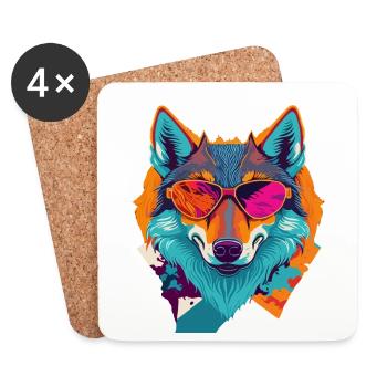 Retro Wolf Revolt - Coasters (set of 4) - white - Front