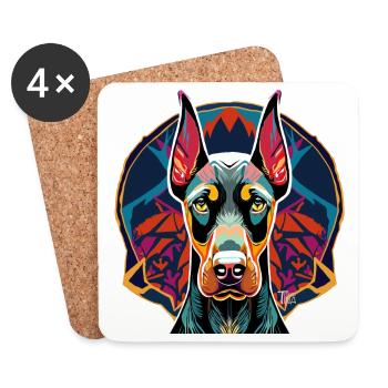 Dobermann - Untersetzer (4er-Set) - Weiß - Vorne