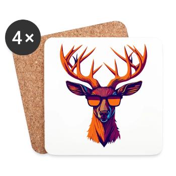Retro Deer Revolt - Coasters (set of 4) - white - Front