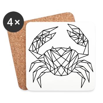 Geometric Crab - Krabbe geometrisch - Untersetzer (4er-Set) - Weiß - Vorne
