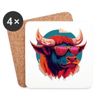 Wildfire Bison - Coasters (set of 4) - white - Front