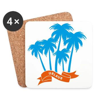 Urlaub Palmen Banderole Vektor Ferien Camping Fun - Untersetzer (4er-Set) - Weiß - Vorne