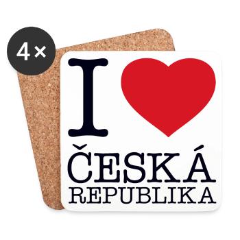 I LOVE CZECH REPUBLIC Tschechien - Untersetzer (4er-Set) - Weiß - Vorne