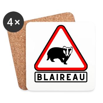 Blaireau Triangle Avertissement - Dessous de verre (lot de 4) - blanc - Devant
