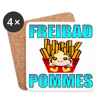 FREIBAD POMMES FRITTEN SOMMER - Untersetzer (4er-Set) - Weiß - Vorne