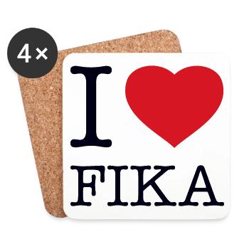 I LOVE FIKA Schweden Sweden Sverige - Untersetzer (4er-Set) - Weiß - Vorne