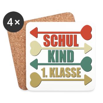 SCHULKIND 1. KLASSE - Untersetzer (4er-Set) - Weiß - Vorne