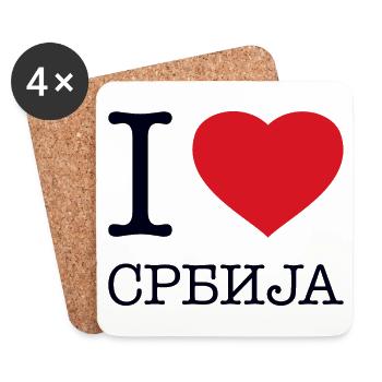 I LOVE SERBIA Serbien - Untersetzer (4er-Set) - Weiß - Vorne