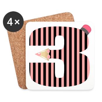 CRAYONS THREE-YEAR-OLD NUMBER 3 THREE - Coasters (set of 4) - white - Front