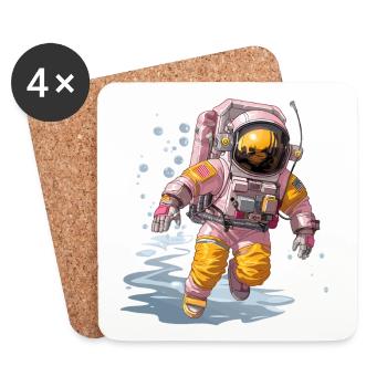 Pink Spacewalker im Gelb-Orangenanzug - Untersetzer (4er-Set) - Weiß - Vorne