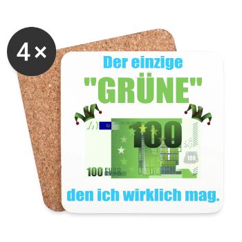 Den Grüne mag ich ! - Untersetzer (4er-Set) - Weiß - Vorne