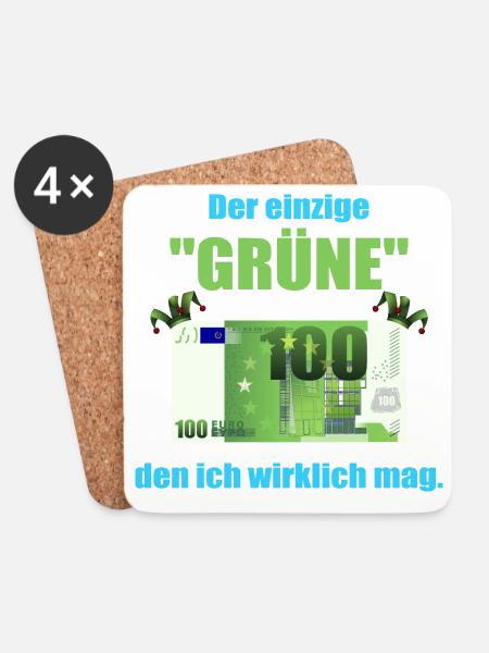 Den Grüne mag ich ! - Untersetzer (4er-Set) - Weiß
