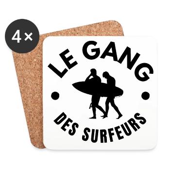 surf, planche de surf, spot de surf - Dessous de verre (lot de 4) - blanc - Devant