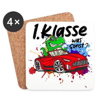 Schulkind Einschulung 2026 1. Klasse Geschenk - Untersetzer (4er-Set) - Weiß - Vorne