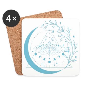 Moth Moon Flowers - Coasters (set of 4) - white - Front