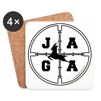 Jaga - Jäger - Österreichischer Dialekt - Untersetzer (4er-Set) - Weiß - Vorne