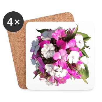 Bouquet of carnations - Coasters (set of 4) - white - Front