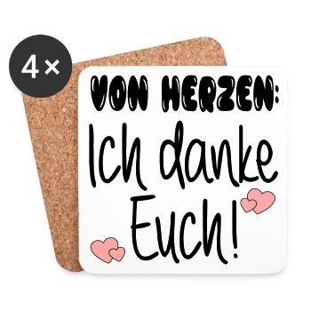 DANKE SAGEN SPRÜCHE - DANKESCHÖN GRUPPE FAMILIE - Untersetzer (4er-Set) - Weiß - Vorne