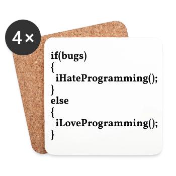 LoveProgramming, HateBugs! #InformatikerHumor - Untersetzer (4er-Set) - Weiß - Vorne