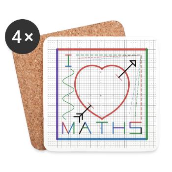 I Love Maths (white background) - Coasters (set of 4) - white - Front