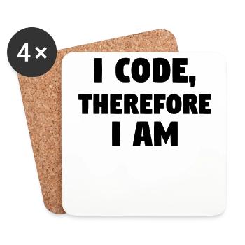 I Code, Therefore I Am! #ProgrammingLife - Untersetzer (4er-Set) - Weiß - Vorne