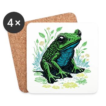 Grenouille Verte - Dessous de verre (lot de 4) - blanc - Devant