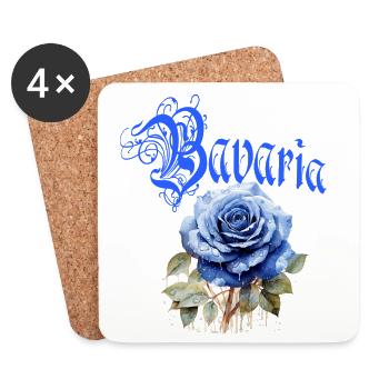 Bavaria Rose – Blaue Rose mit Schriftzug - Untersetzer (4er-Set) - Weiß - Vorne