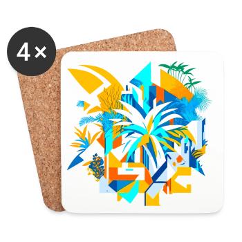 Abstract Summer - Untersetzer (4er-Set) - Weiß - Vorne