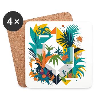 Geometric Jungle - Coasters (set of 4) - white - Front