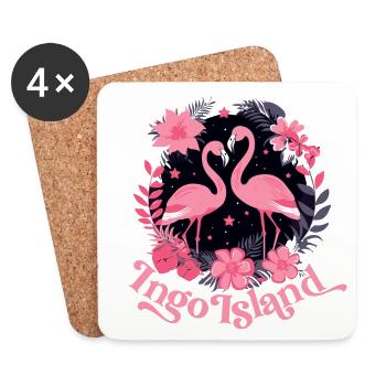 Flamingo Shirt für romantische Urlaubsfreundinnen - Untersetzer (4er-Set) - Weiß - Vorne