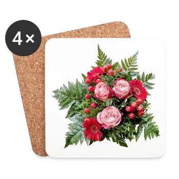 Delicate bouquet of roses in pink and red - Coasters (set of 4) - white - Front