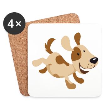 Little running dog illustration for baby, child - Coasters (set of 4) - white - Front