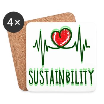 Environment Earth Heart Sustainability Statement Nature - Coasters (set of 4) - white - Front
