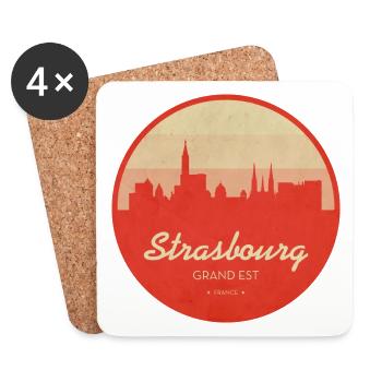 Strasbourg Skyline Vintage Circle - Untersetzer (4er-Set) - Weiß - Vorne