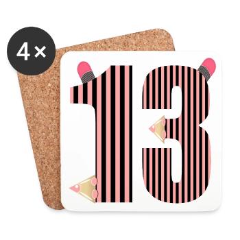 SCHOOL CHILD THIRTEEN - NUMBER 13 - Coasters (set of 4) - white - Front