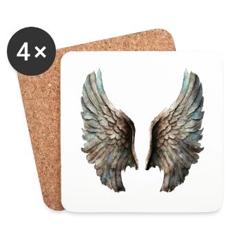 Angel Wings in Natural Color Chart - Coasters (set of 4) - white - Front