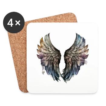 Rainbow Watercolor Wings - Coasters (set of 4) - white - Front