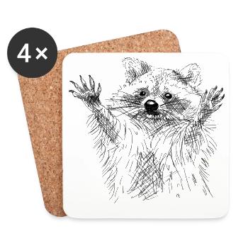 Waschbär - Untersetzer (4er-Set) - Weiß - Vorne